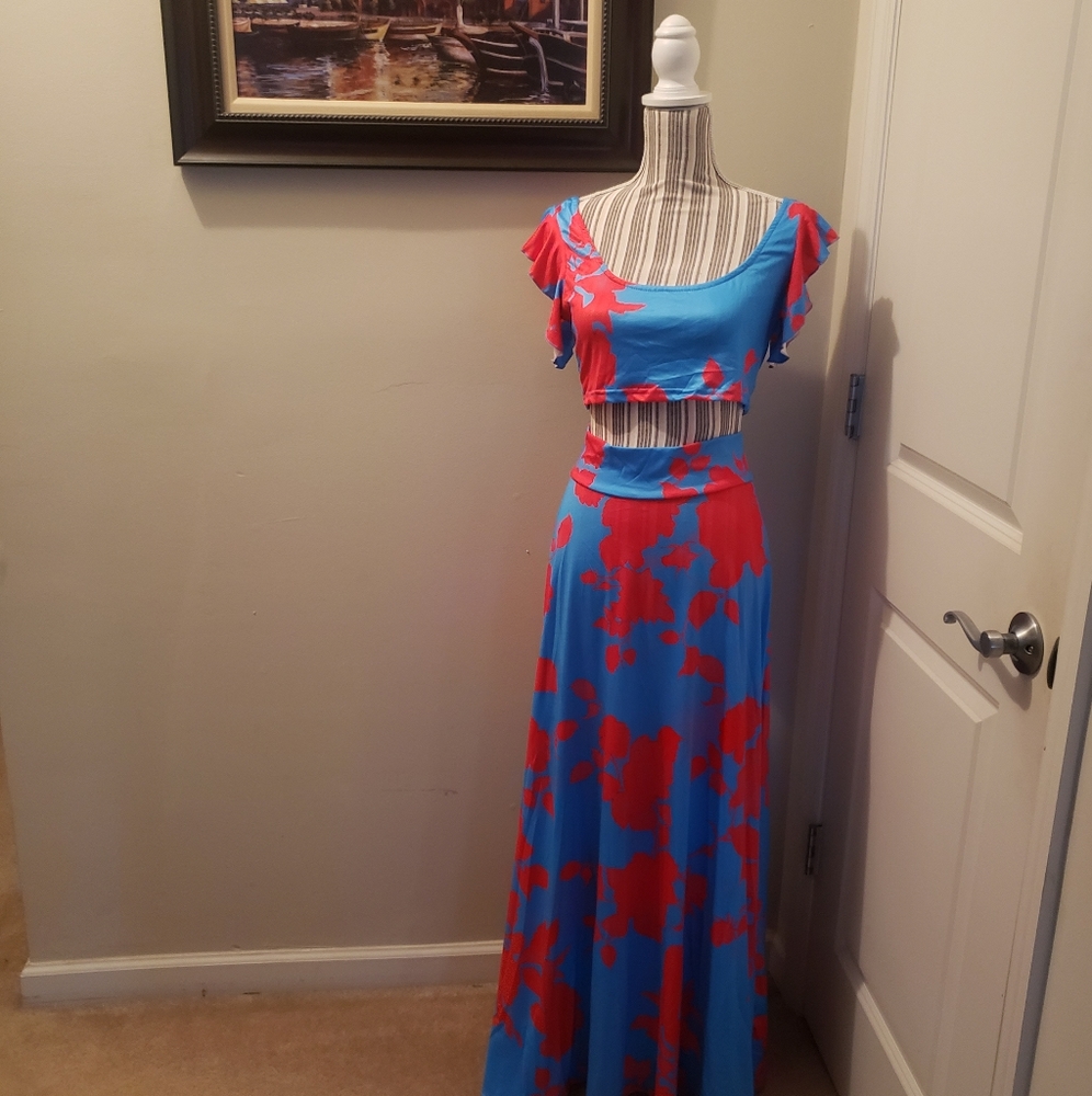 Two Piece  womens fashion printed strapless dress😀Vacation Calling!!!!🙂 - Picture 7 of 7